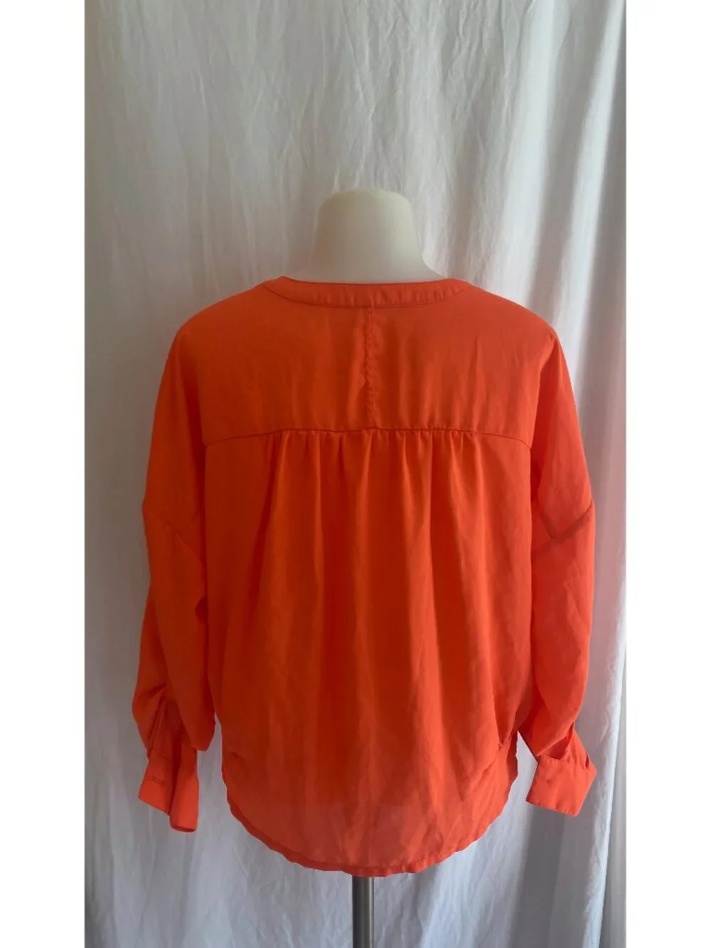 Xhilaration Orange Long Sleece V Neck Button Front Blouse